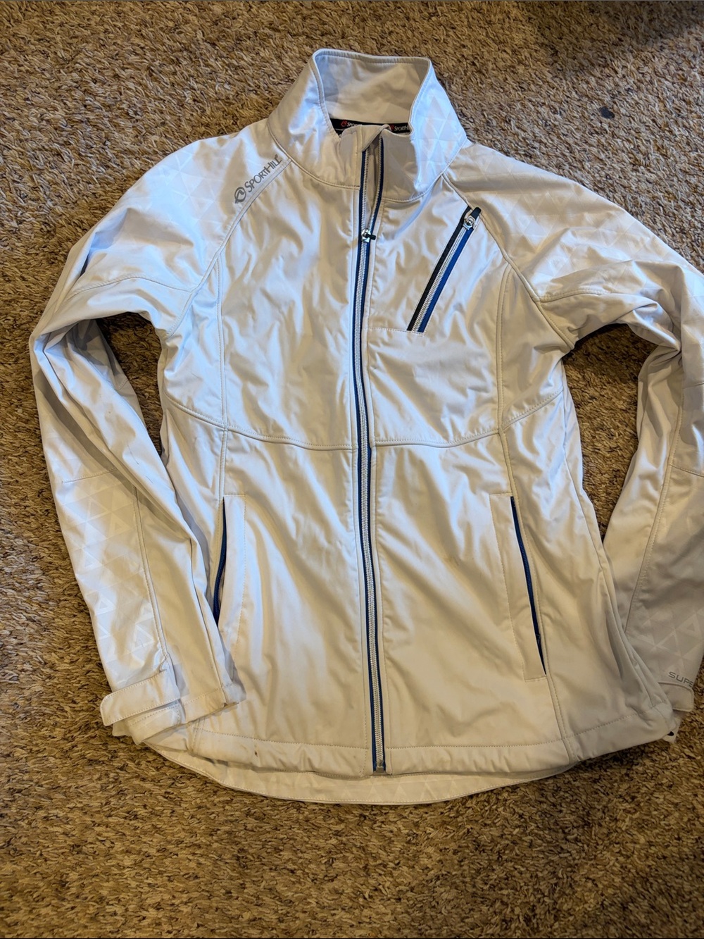 Sport Hill Women's White Softshell Jacket with Blue Trim